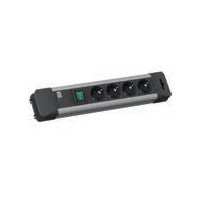Bachmann Steckdosenleiste – 4× Schuko (Typ E/F), 2 m, mit Schalter, Schwarz/Grau