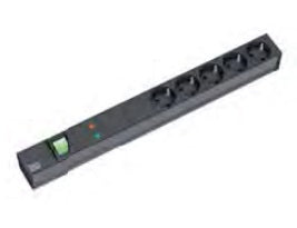 Bachmann Rack-PDU – 1U, 5× Schuko (Typ E/F), Schutzkontakt, 230 V/16 A, 2 m, mit Gerätevollschutz