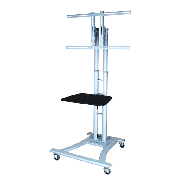 VALUE TV-Wagen – 27–60" – VESA 200×200–800×400 – bis 50 kg, Höhenverstellbar, mit Rollen – Silber