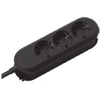 Bachmann Steckdosenleiste – 3×Schuko (Typ E/F), 3 m, 16 A/3680 W, Berührungsschutz, Schwarz