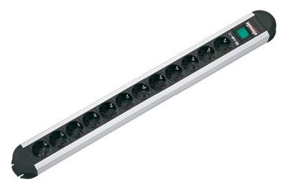 Bachmann PRIMO Steckdosenleiste, 12×T13, mit Schalter, 1,75 m, Kabelaufwicklung – Schwarz/Silber