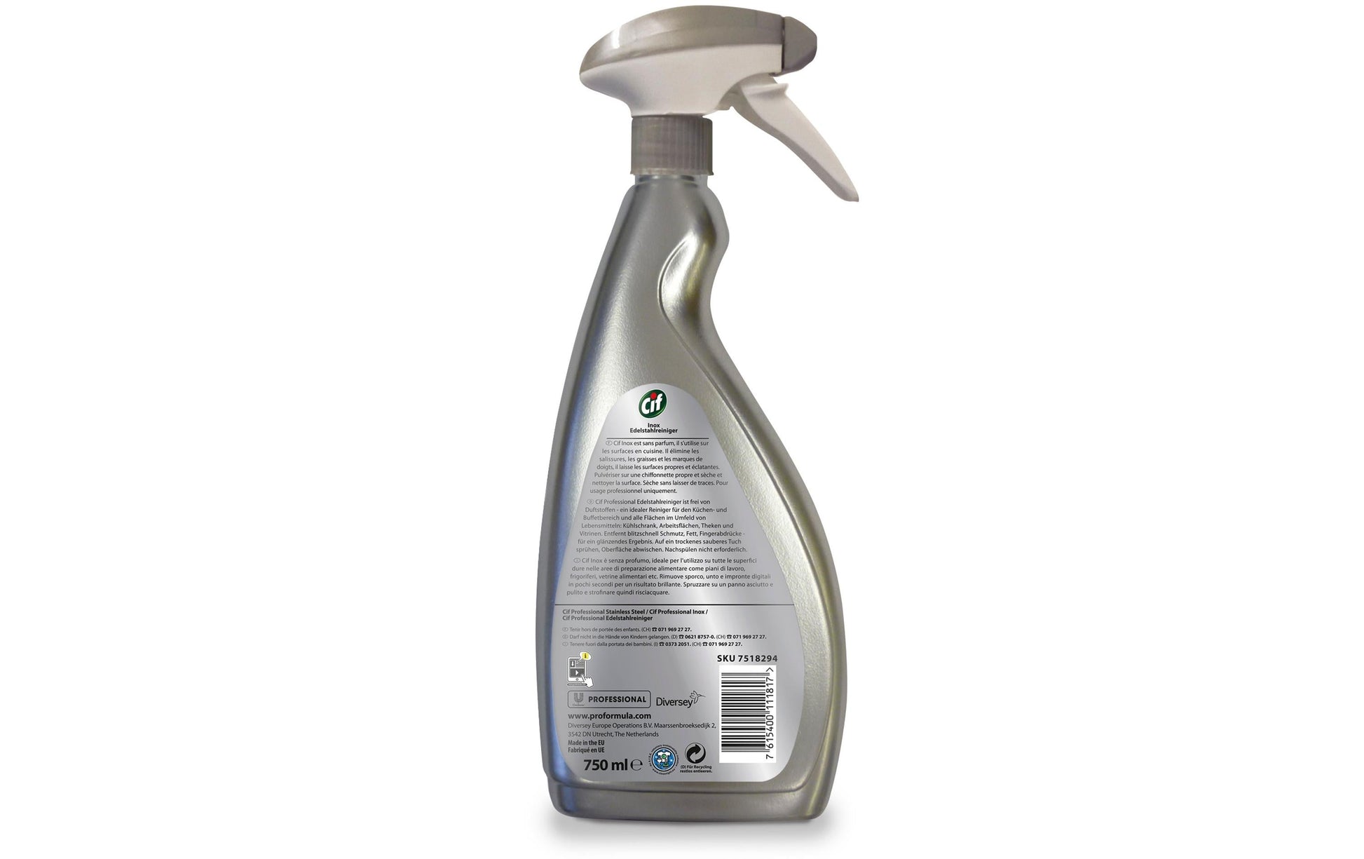 Diversey pro formula Cif Professional Glas-/Oberflächenreiniger für Kühlschrank – Flüssigkeit – 750 ml