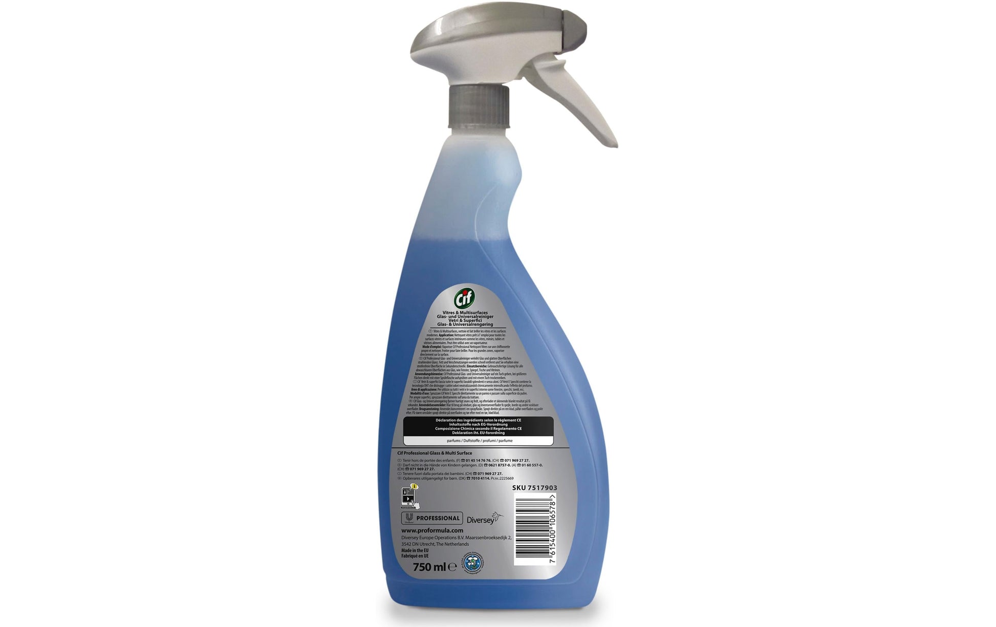 Diversey pro formula Cif Professional Glas-/Oberflächenreiniger für Spiegel – Flüssigkeit – 750 ml