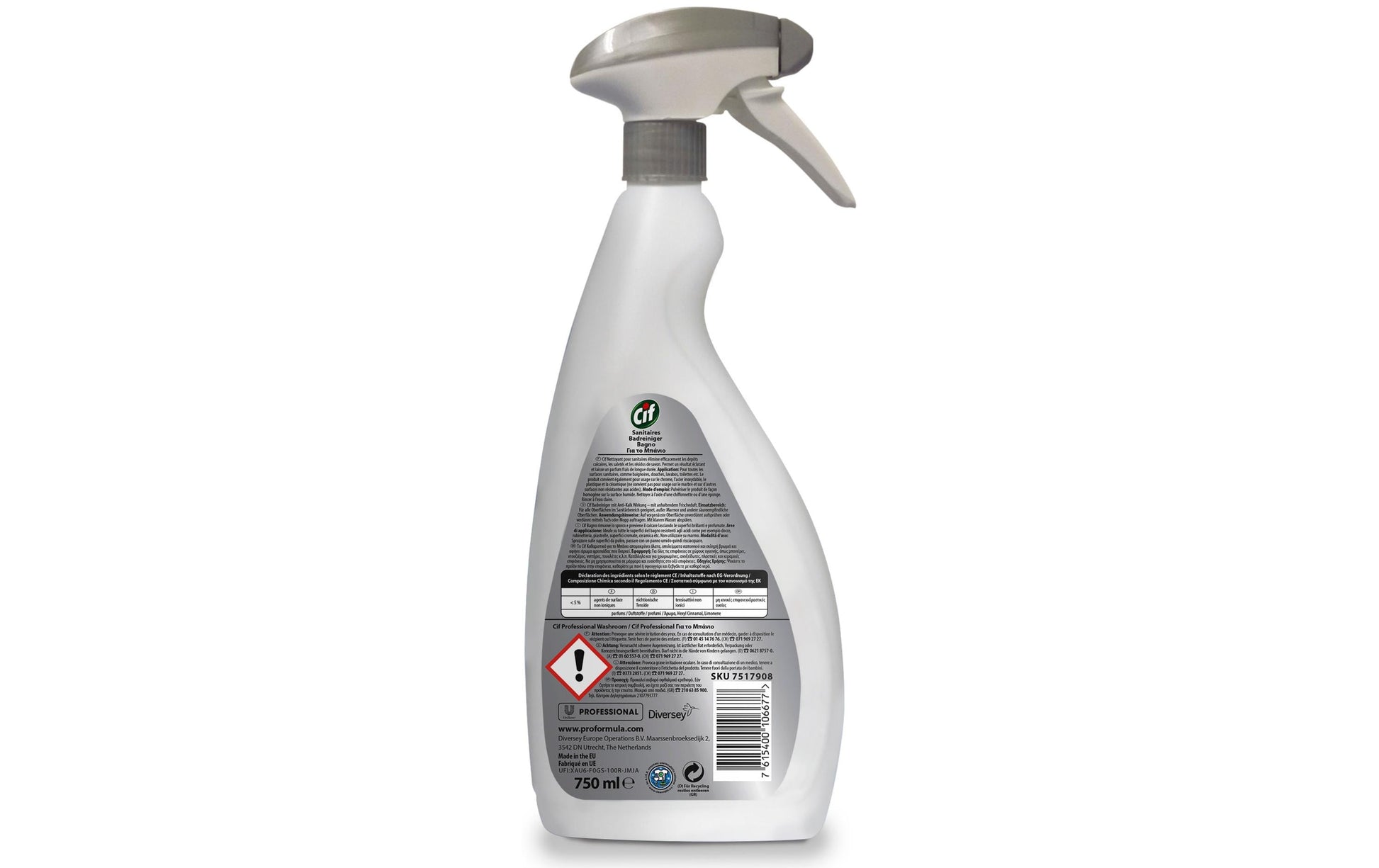 Diversey pro formula Cif Professional Bad-/Kalkreiniger für Edelstahl – Flüssigkeit – 750 ml