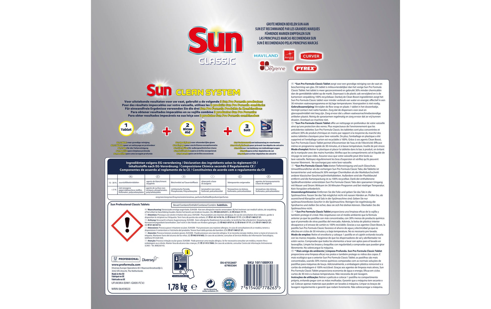 Sun Pro Formula Classic Spülmaschinentabs – Duftfrei – 188 Tabs
