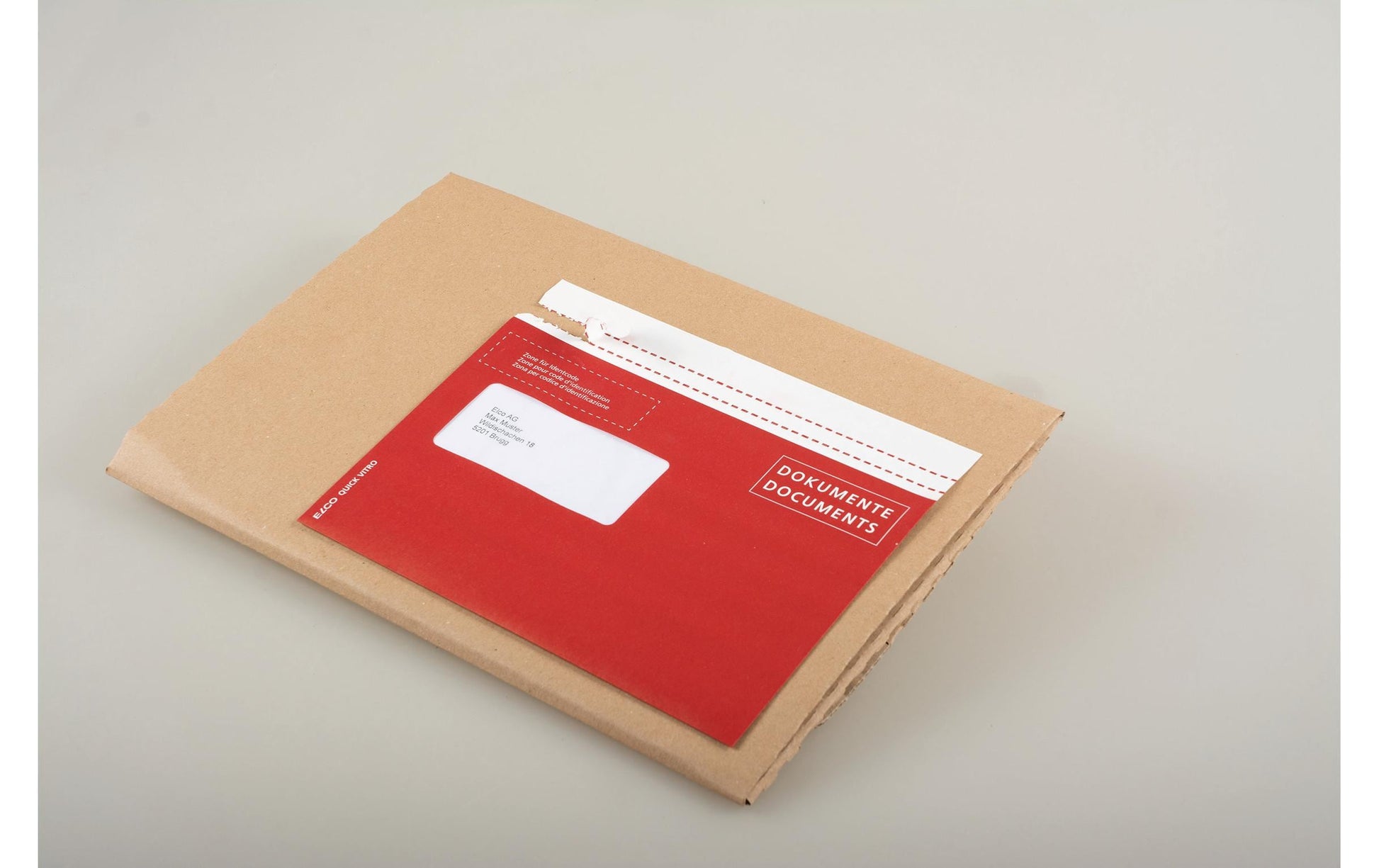 Elco Dokumententasche – C5 (162 × 229 mm), Fenster links, bedruckt, rot, Papier, selbstklebend – 250 Stück