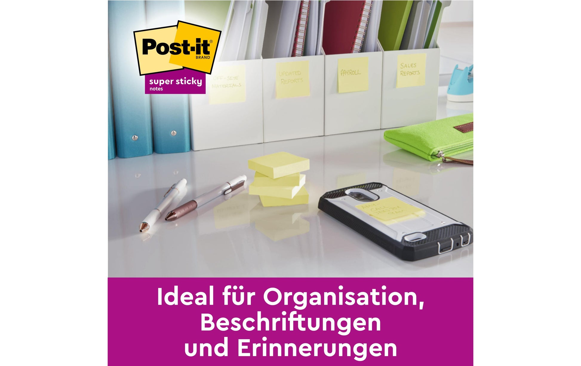3M Post-it Super Sticky Z-Notes Haftnotizen – 76 × 76 mm – gelb, Z-Faltung, 90 Blatt/Block, 24er-Pack