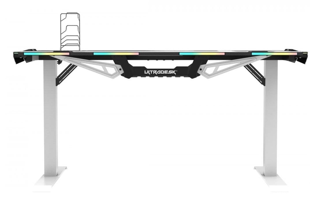Ultradesk Force – Rollbarer Computertisch, 1'660×700×765 mm, RGB LED-Beleuchtung, Weiss/Schwarz
