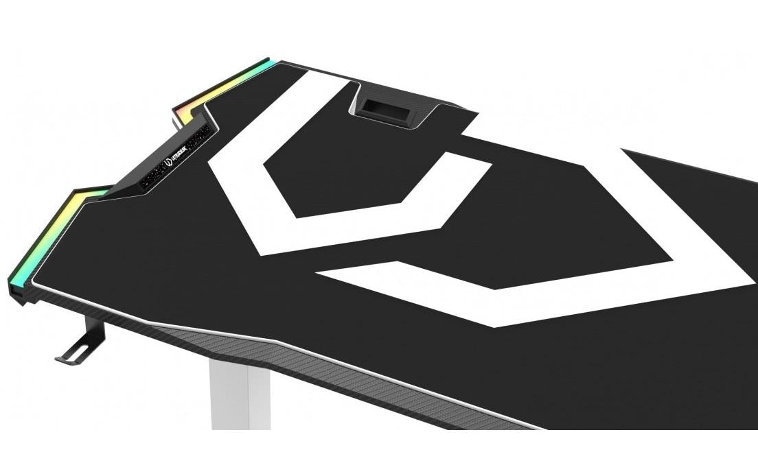 Ultradesk Force – Rollbarer Computertisch, 1'660×700×765 mm, RGB LED-Beleuchtung, Weiss/Schwarz