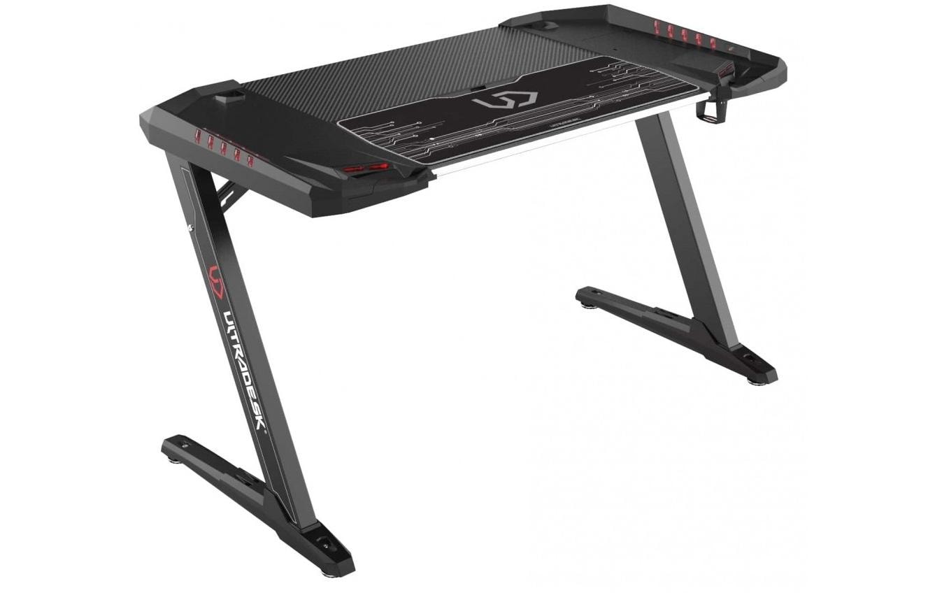 Ultradesk Rollbarer Computertisch, LED-Hintergrundbeleuchtung, Kopfhörer-Haken, 1'290×780×785 mm, Schwarz