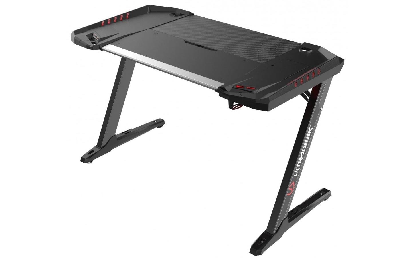Ultradesk Rollbarer Computertisch, LED-Hintergrundbeleuchtung, Kopfhörer-Haken, 1'290×780×785 mm, Schwarz