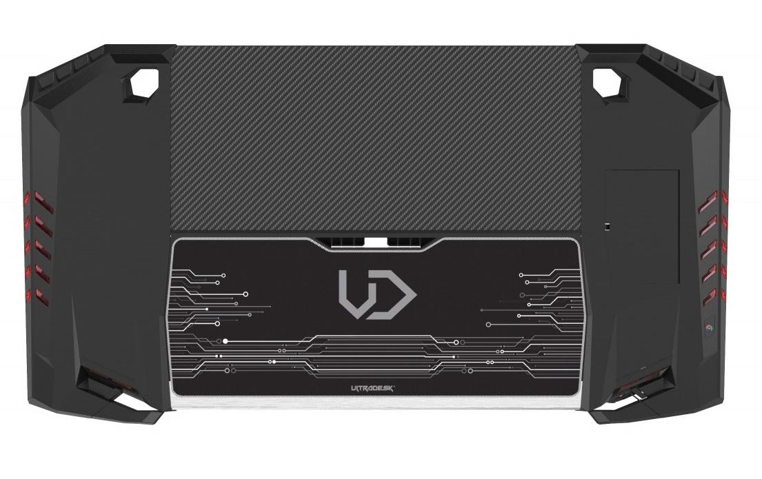 Ultradesk Rollbarer Computertisch, LED-Hintergrundbeleuchtung, Kopfhörer-Haken, 1'290×780×785 mm, Schwarz