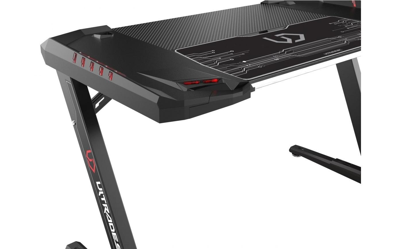 Ultradesk Rollbarer Computertisch, LED-Hintergrundbeleuchtung, Kopfhörer-Haken, 1'290×780×785 mm, Schwarz