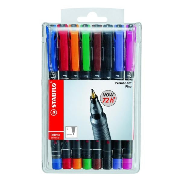 Stabilo Permanent Marker für Transparenzfolien – sortiert, 8er Pack