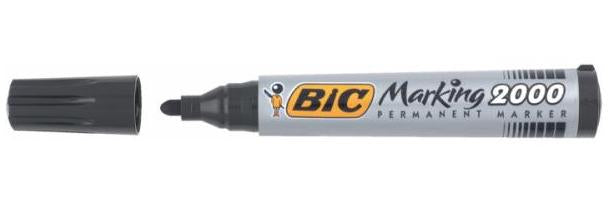 BIC Marking 2000 Permanentmarker – Rundspitze 1,7 mm – Schwarz – 12er-Pack