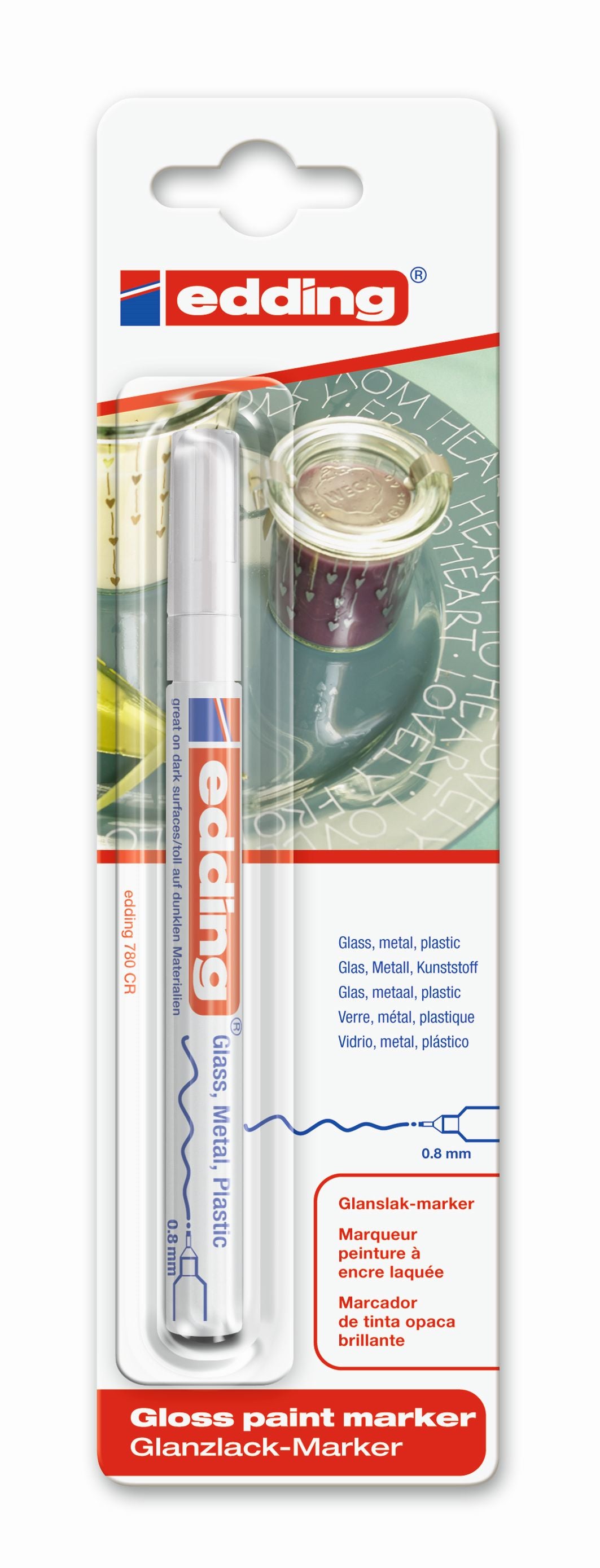 Edding 780 Paint Marker – Feine Spitze 0,8 mm – Weiss – für Glas, Metall und Kunststoff