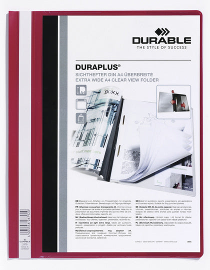 Durable Schnellhefter – A4, PP, rot, Beschriftungsfeld
