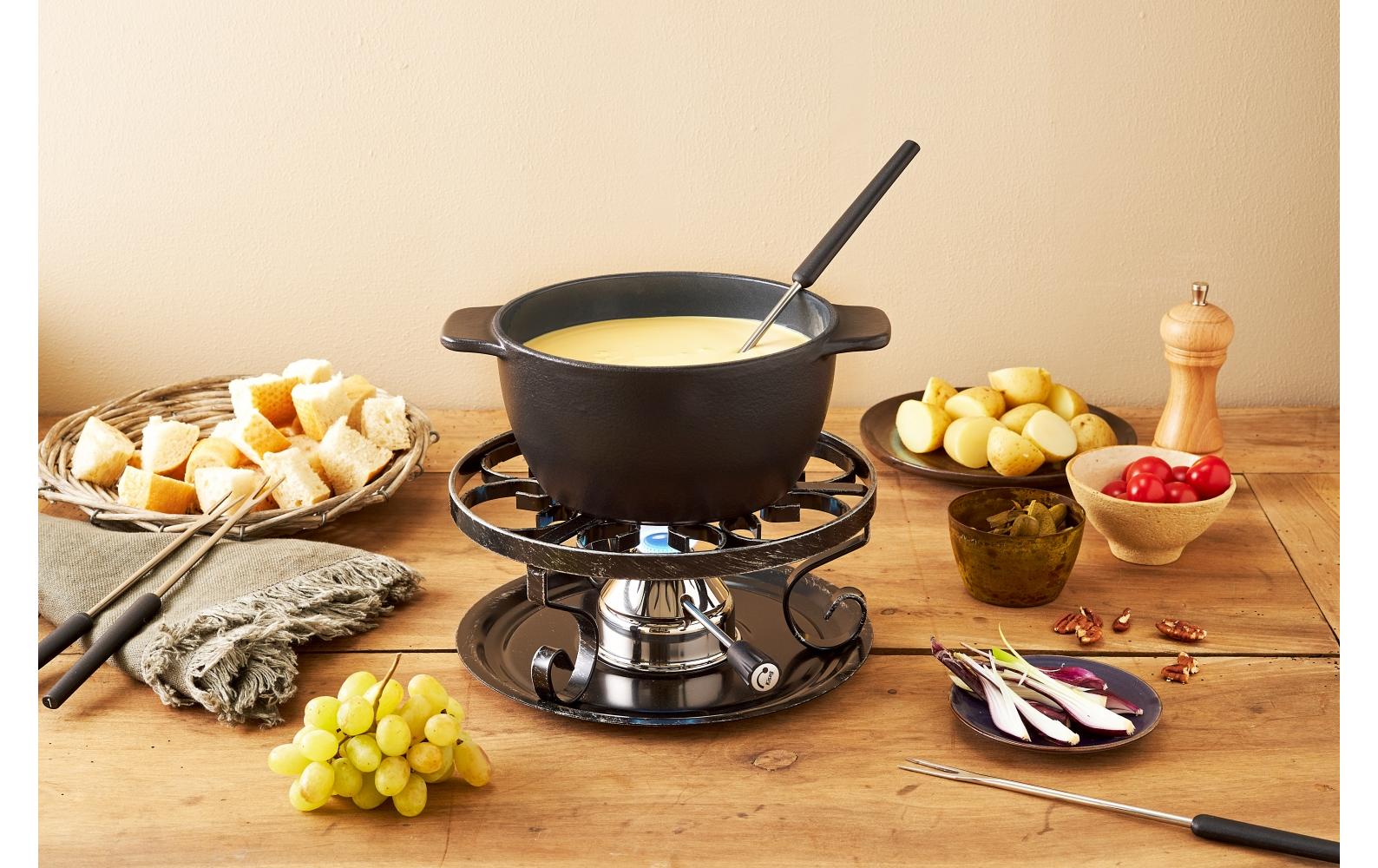 Kisag Fondue-Rechaud Ø 23 × 10 cm, Gusseisen/Edelstahl, Schwarz