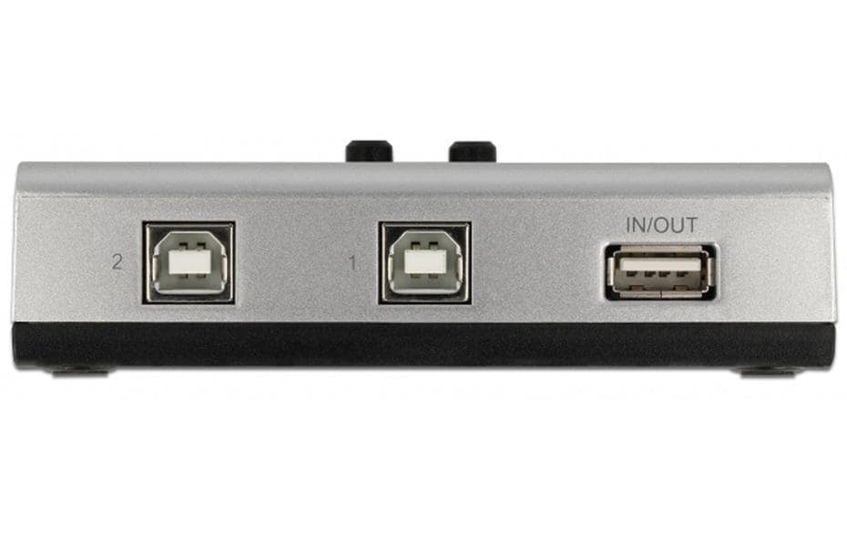 DeLOCK USB-Adapter 2× USB-B auf USB-A – USB 2.0 (480 Mbit/s) – Manuell, Kunststoff – Schwarz/Silber