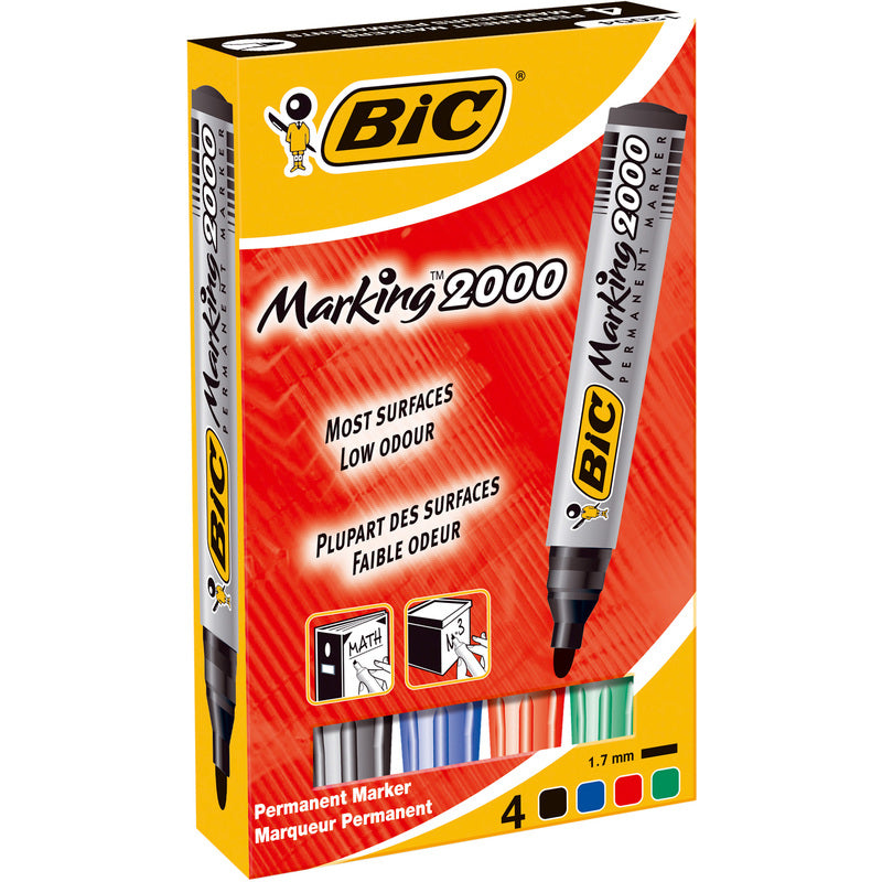 BIC Ecolutions Permanentmarker – Rundspitze 1,7 mm – Mehrfarbig – 4er-Pack