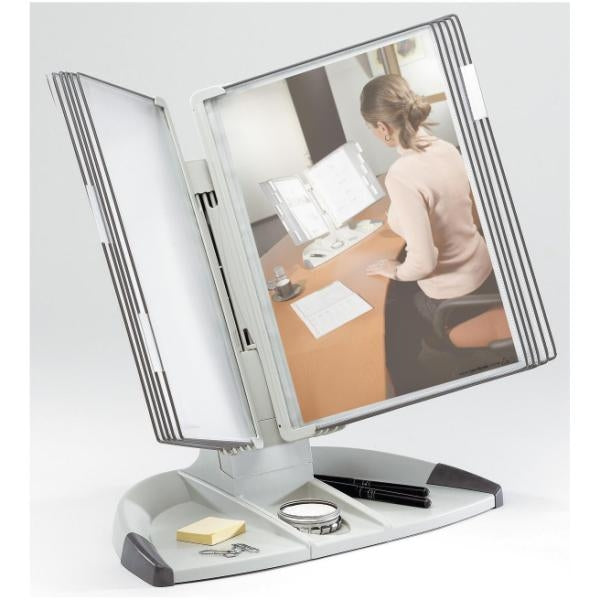 Tarifold Sichttafelsystem (Tisch) T-Display Design – für A4, 10 Sichttafeln, Polystyrol, hellgrau