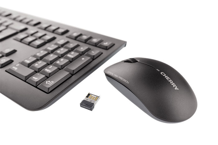 CHERRY DW 3000 – Tastatur, kabellos (2,4 GHz), FR-Layout (FR), Fullsize (mit Ziffernblock) – für Windows