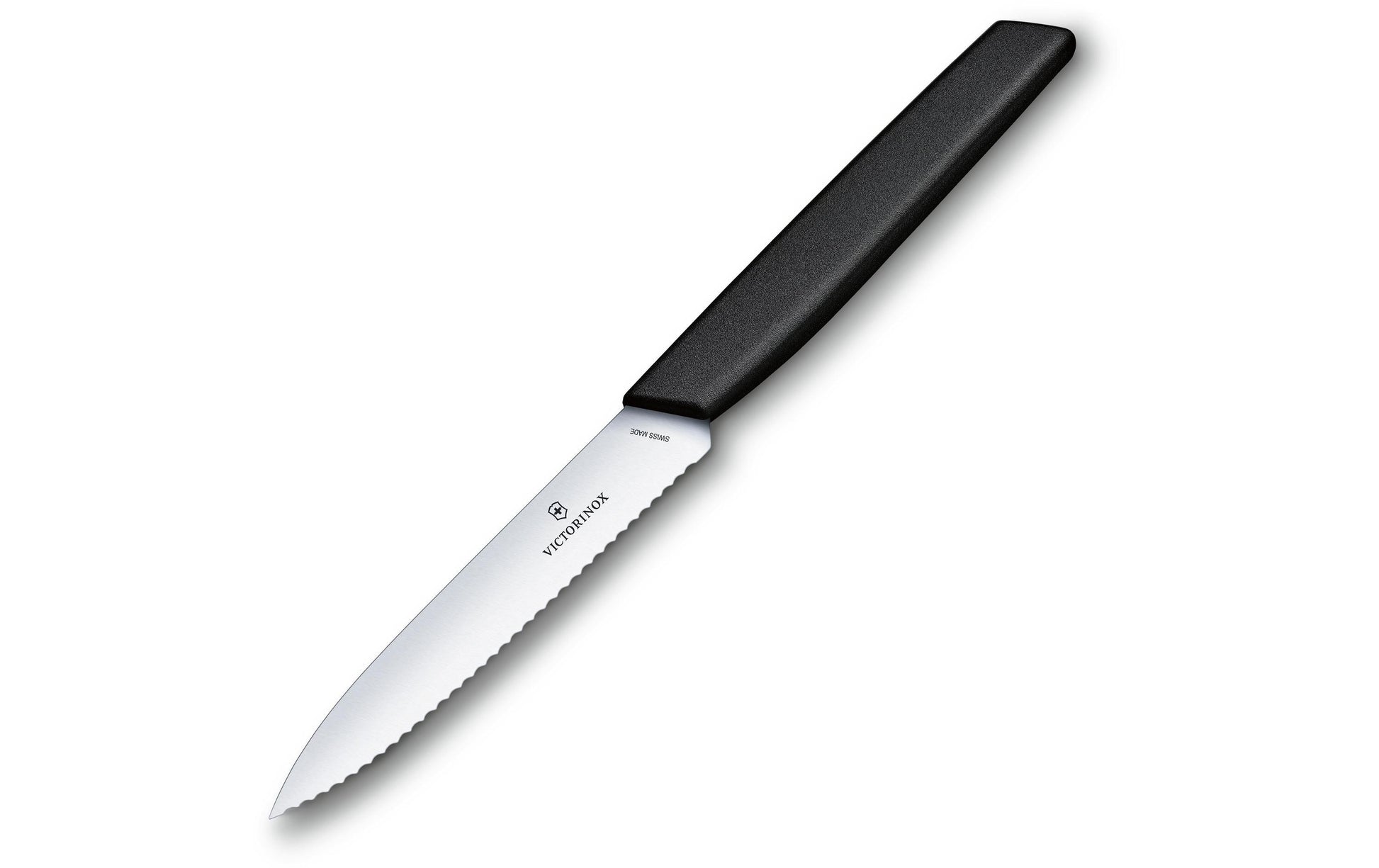 Victorinox Gemüsemesser 10 cm, Edelstahl, Kunststoffgriff schwarz, Wellenschliff