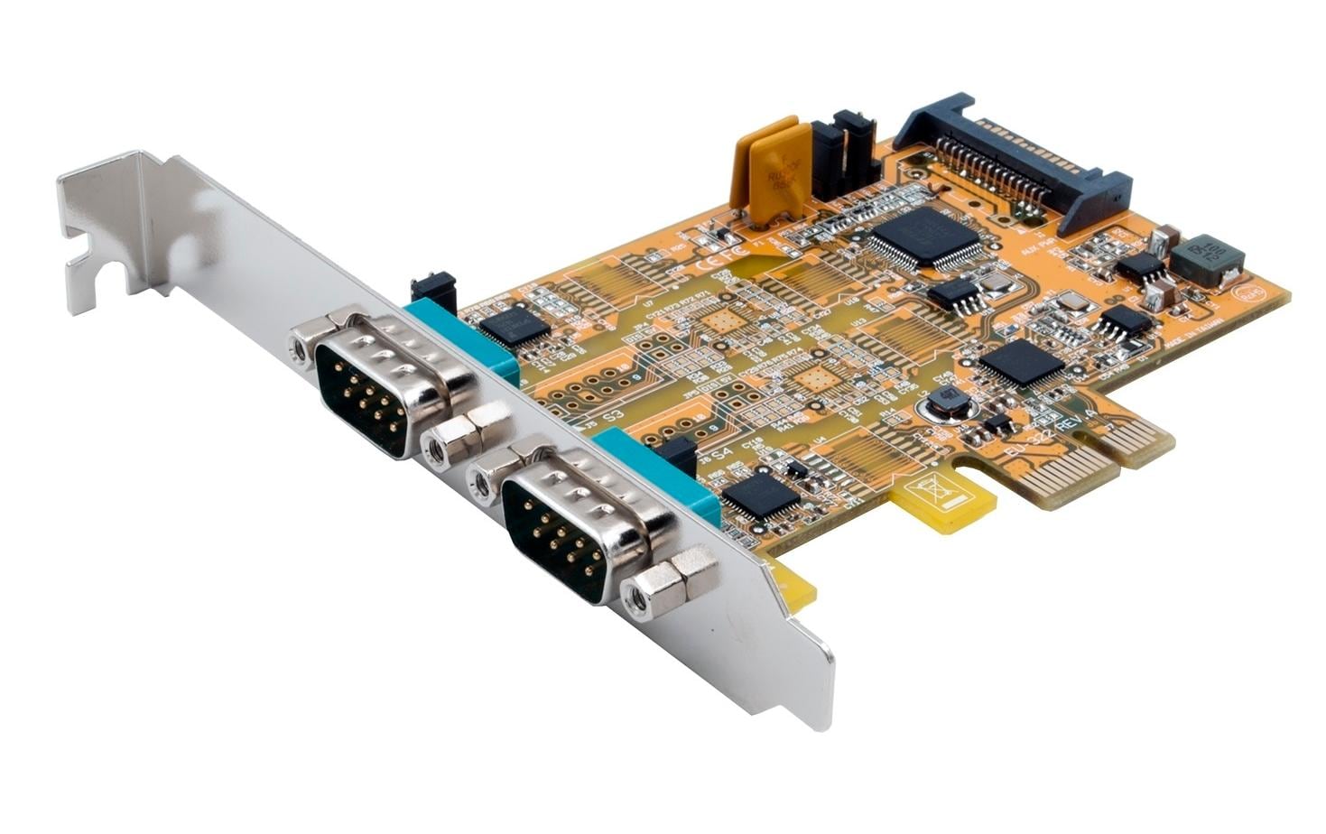 EXSYS EX-45032 PCIe-Karte – 2× RS-232/422/485, 300–921.6 kBaud, Full Profile – für Windows/Linux