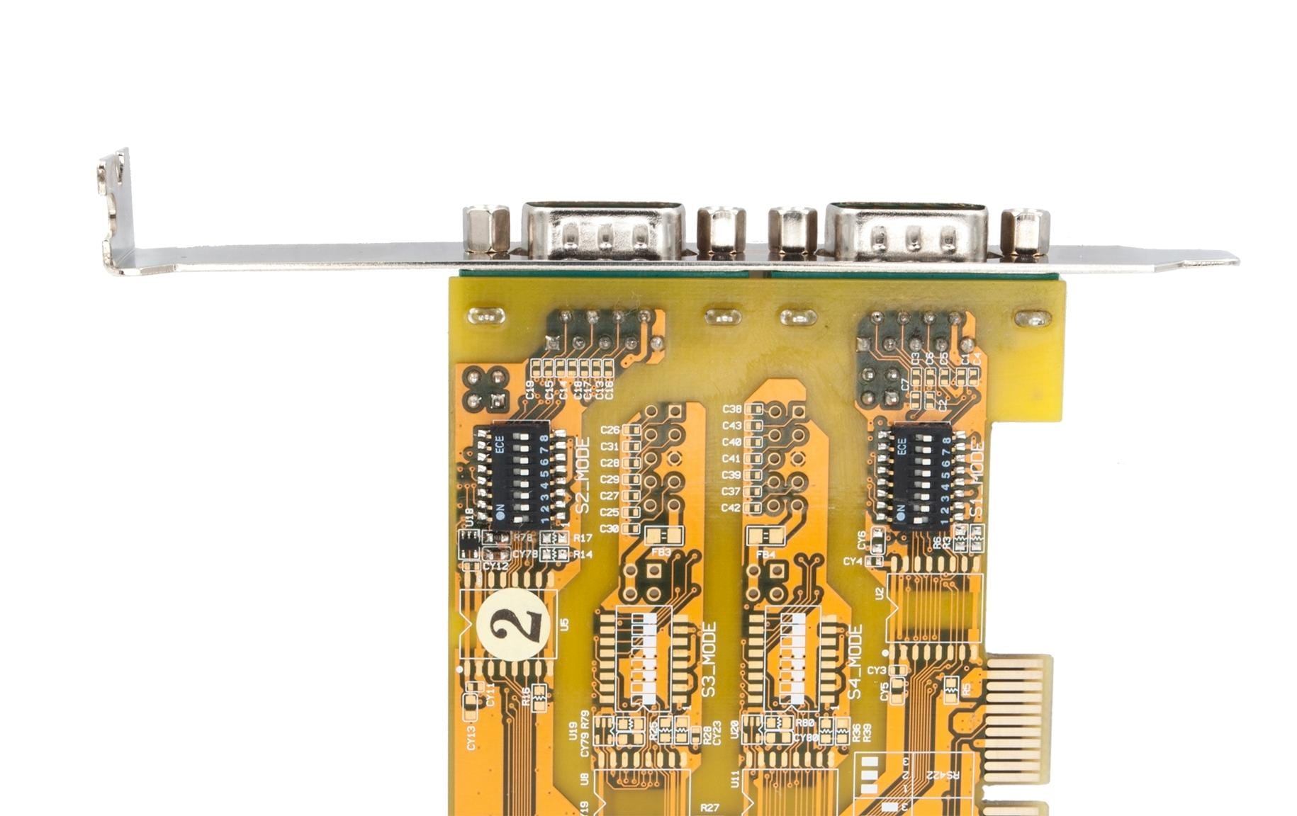 EXSYS EX-45032 PCIe-Karte – 2× RS-232/422/485, 300–921.6 kBaud, Full Profile – für Windows/Linux