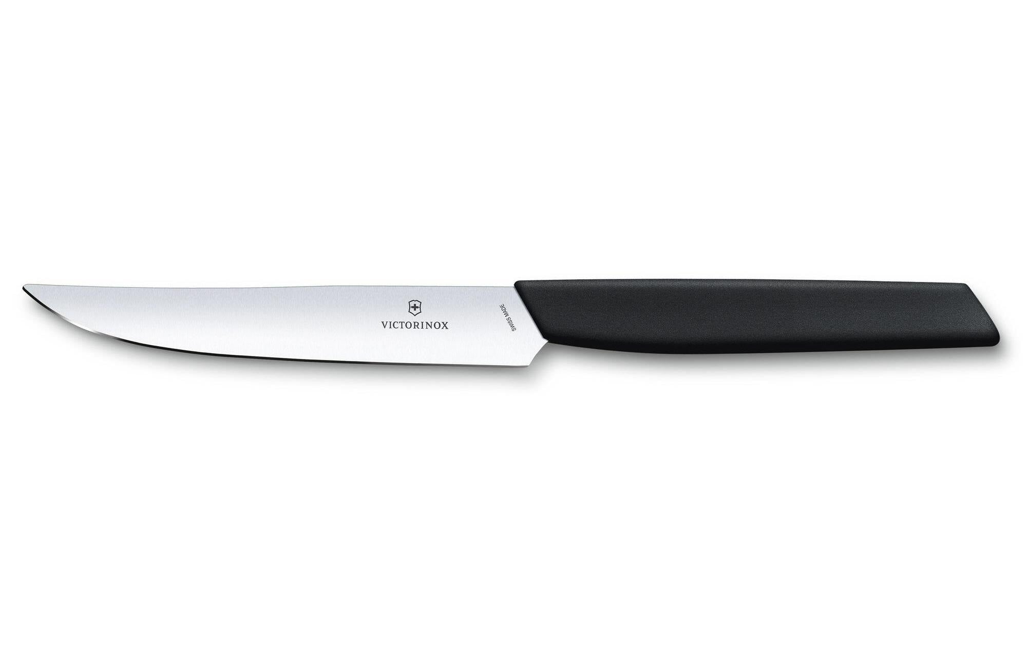 Victorinox Steakmesser – 12 cm, Glatter Schliff, Edelstahl, Kunststoffgriff, Schwarz, spülmaschinenfest