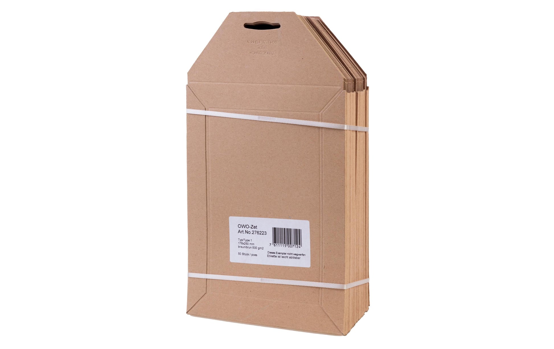 Owo-Zet Karton-Versandtasche – 240 × 315 mm, ohne Fenster, Karton, braun – 50 Stk.