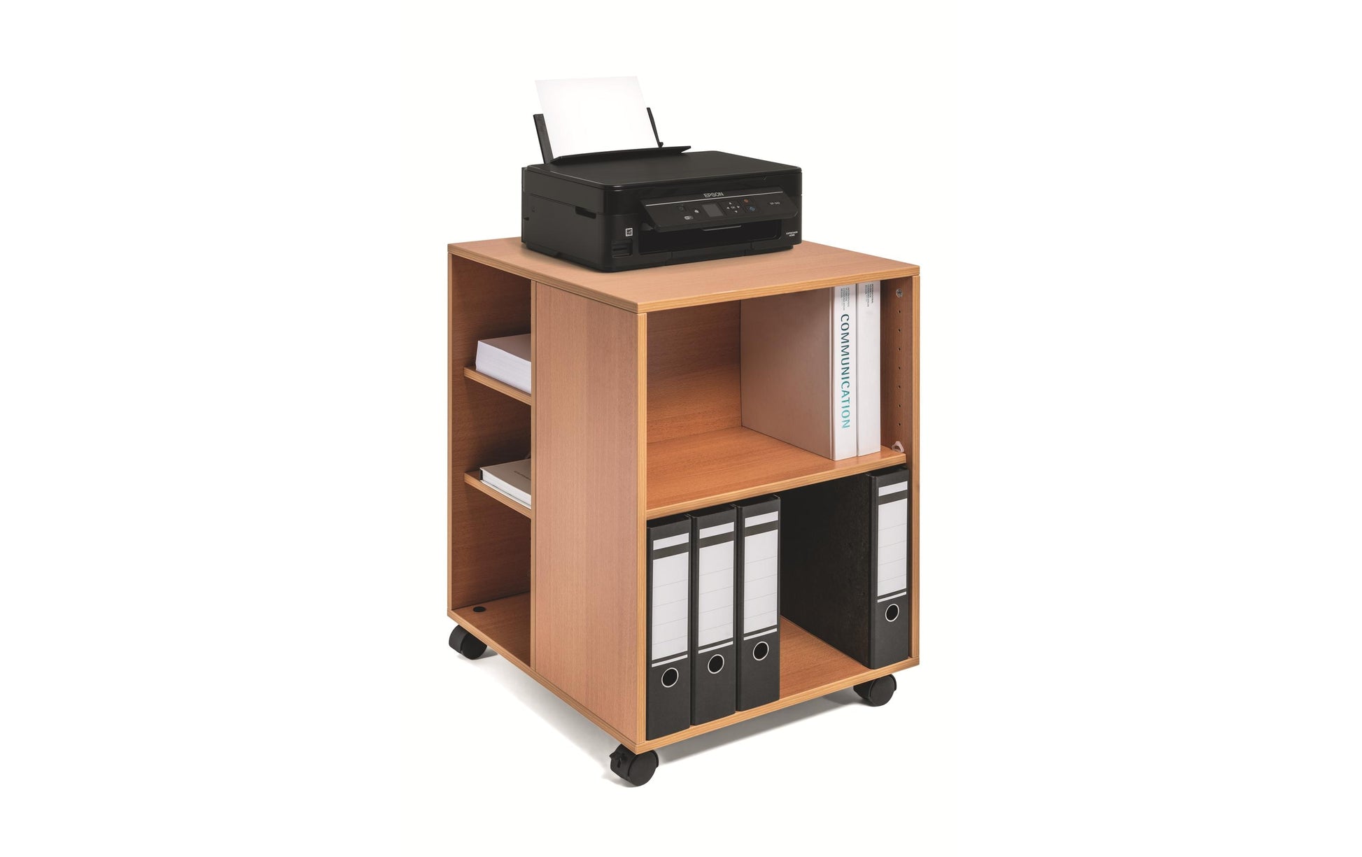 Durable Multifunktionswagen 74/59 – 6 Fächer, mit Rollen, Braun, Holz, 528×592×748 mm