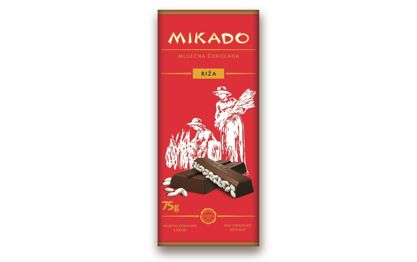 Mikado Milchschokolade mit Puffreis – 75 g