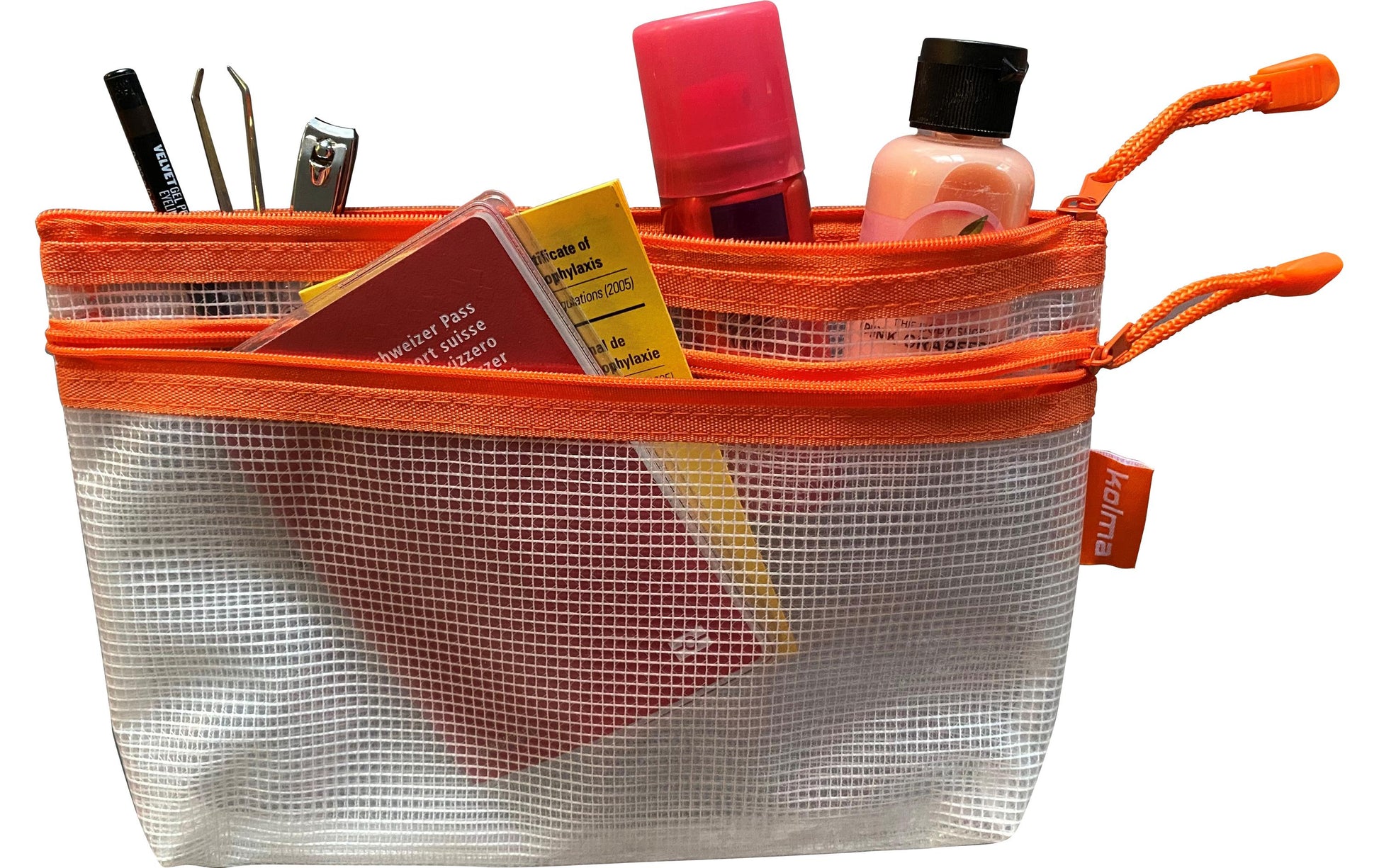 Kolma Reissverschlusstasche Etui – Orange – Kunststoff – 25 × 16 × 3 cm