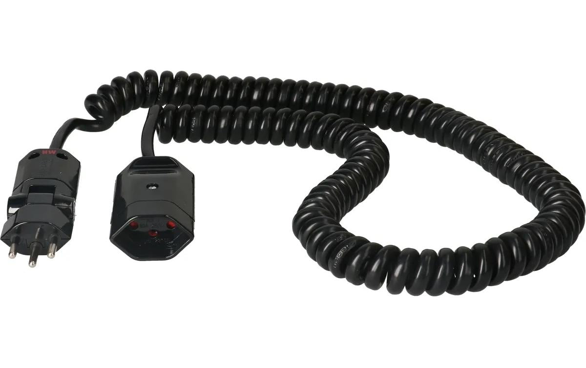 Max Hauri AG Max Hauri Verlängerungskabel T12–T13, 3,5 m, 1 mm², spiralförmig, Drehwinkelstecker – schwarz