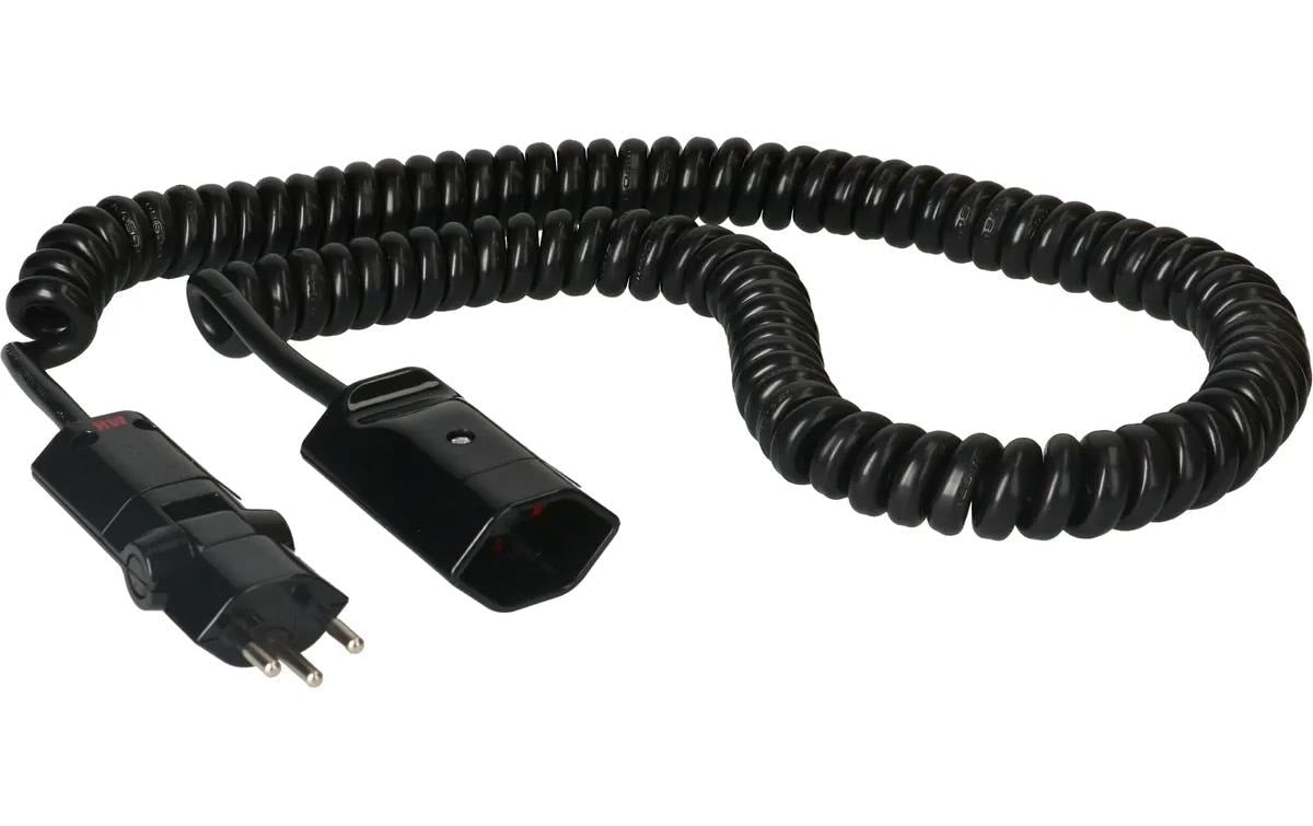 Max Hauri AG Max Hauri Verlängerungskabel T12–T13, 3,5 m, 1 mm², spiralförmig, Drehwinkelstecker – schwarz
