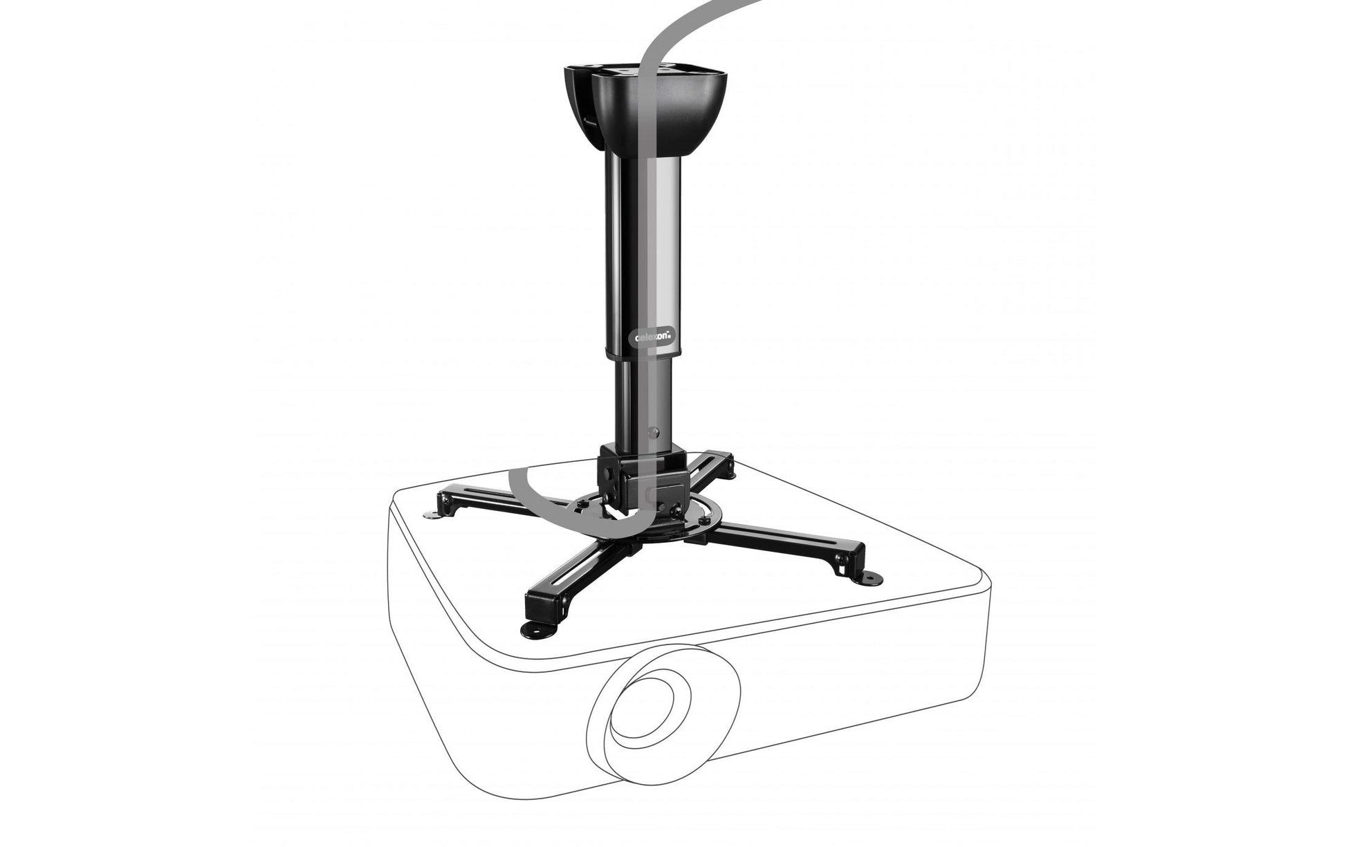 Celexon Projektor-Deckenhalterung – 40,0–60,0 cm, neigbar, 15 kg, schwarz, für Bohrbild 50–360 mm