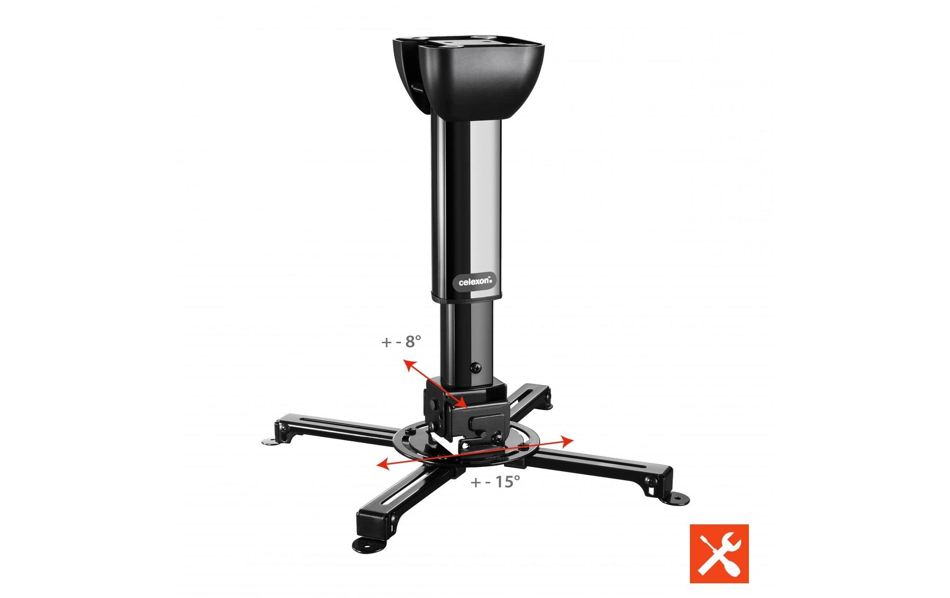 Celexon Projektor-Deckenhalterung – 40,0–60,0 cm, neigbar, 15 kg, schwarz, für Bohrbild 50–360 mm