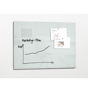 Sigel Whiteboard – 120 × 90 cm, Glas, magnetisch, Wandmontage, inkl. SuperDym-Magnetwürfel, Montagesatz