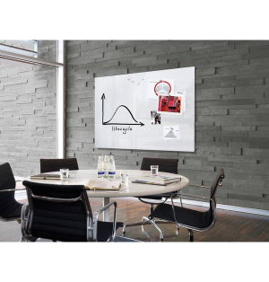 Sigel Whiteboard – 120 × 90 cm, Glas, magnetisch, Wandmontage, inkl. SuperDym-Magnetwürfel, Montagesatz