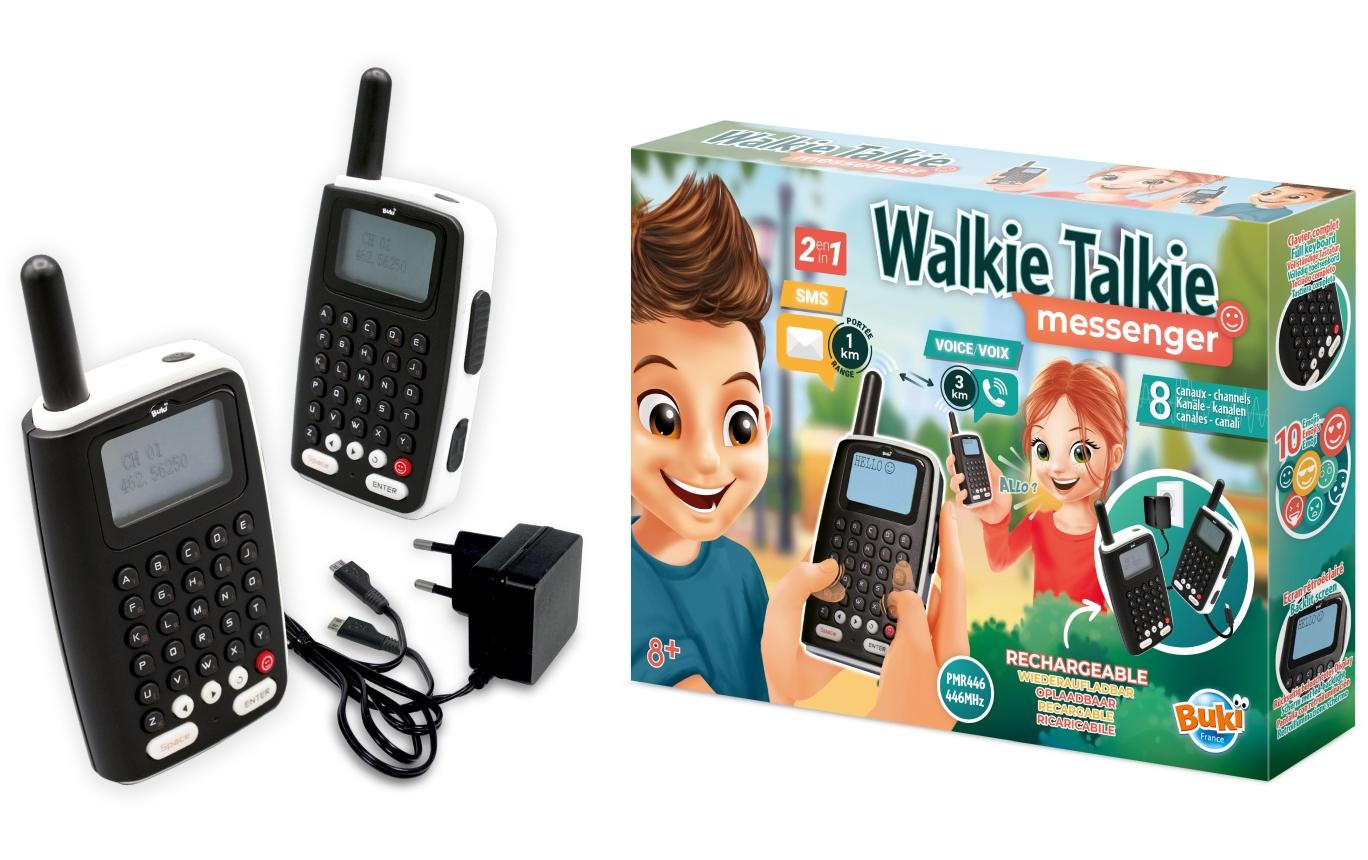Buki Walkie-Talkie Messenger – wiederaufladbar, inkl. Akkus – 2 Stück – ab 7 Jahren – schwarz/weiss