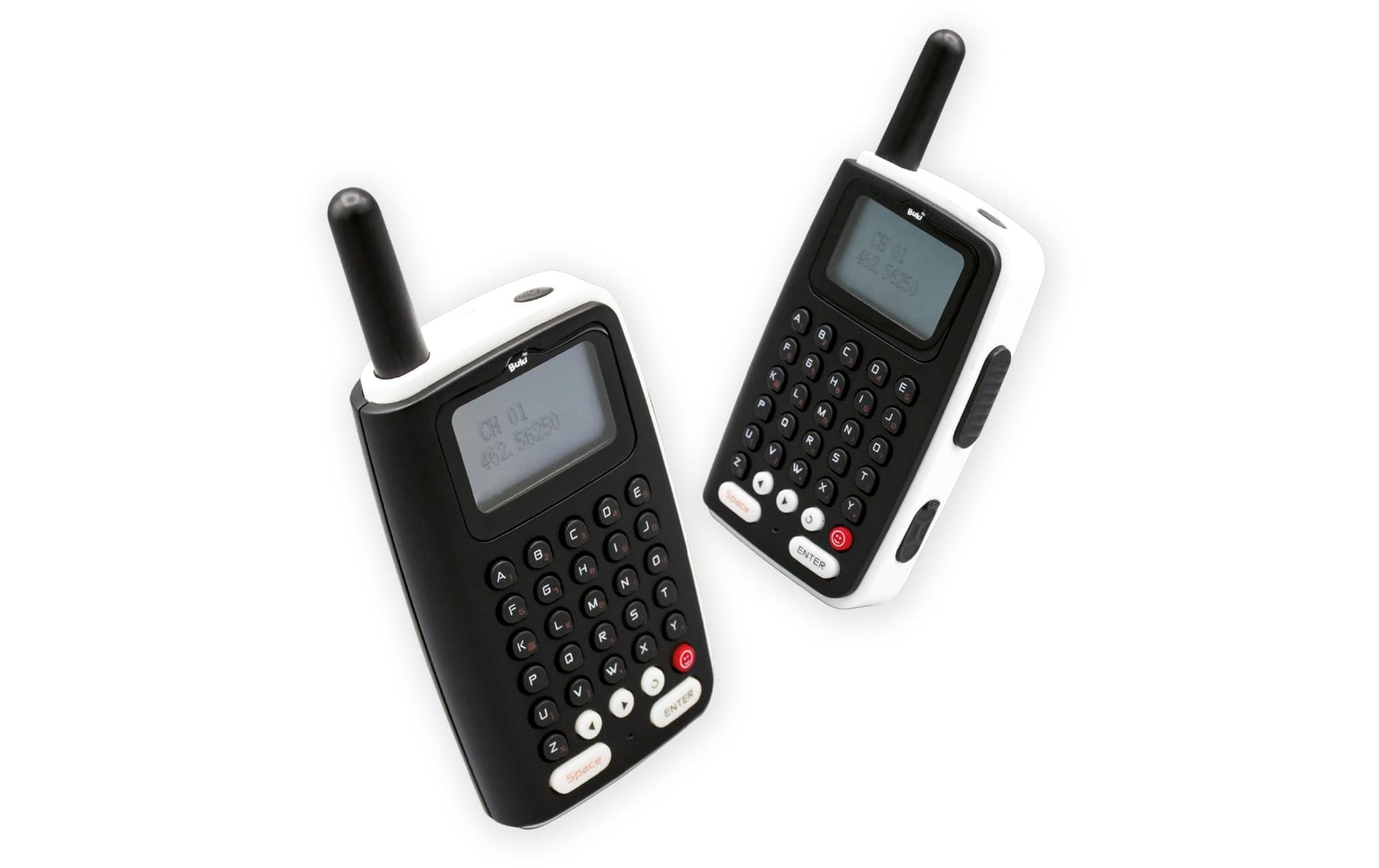 Buki Walkie-Talkie Messenger – wiederaufladbar, inkl. Akkus – 2 Stück – ab 7 Jahren – schwarz/weiss