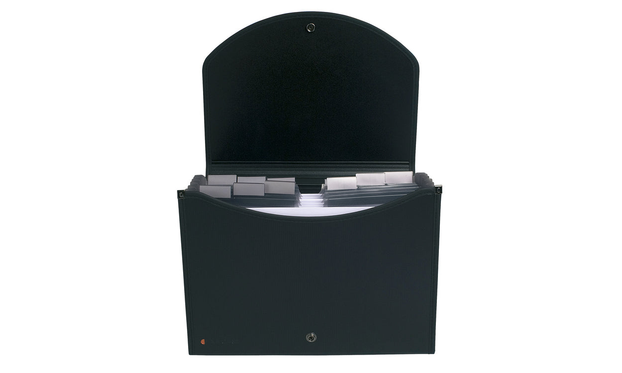 Exacompta Fächermappe EXACASE A4 – 13 Fächer, Druckknopf, Polypropylen (PP), Schwarz