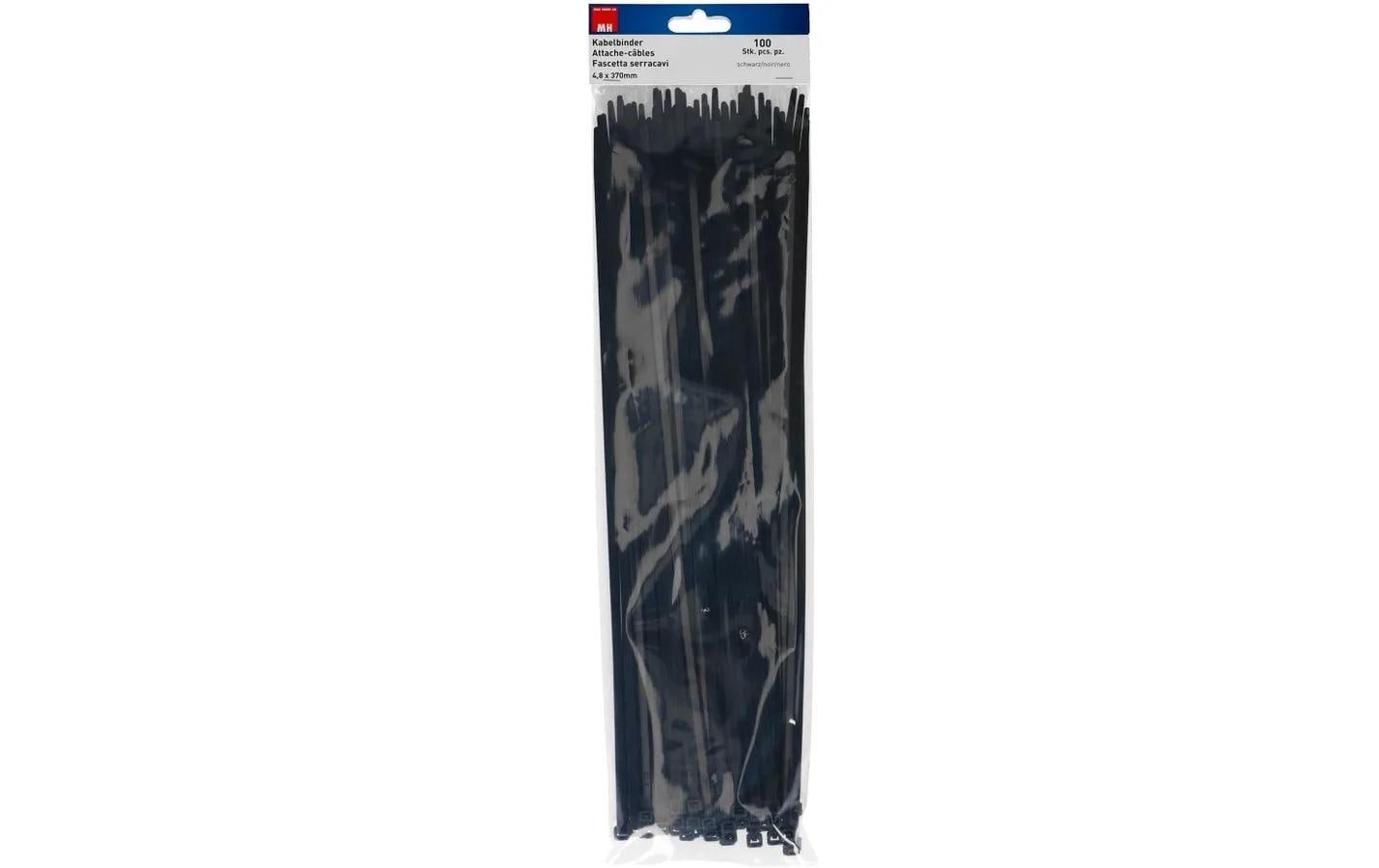 Max Hauri AG Max Hauri Kabelbinder, 370×4,8 mm, 100er-Pack – Schwarz