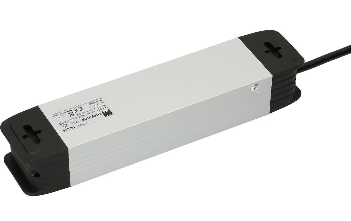 Max Hauri AG Max Hauri Superior-Line Steckdosenleiste, 4×T13, mit Schalter, 2 m, Überstromschutz – schwarz