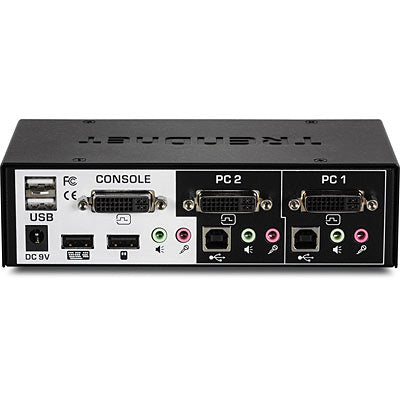 TRENDnet TK-222DVK – 2-Port DVI-I KVM-Switch – 2560 × 1600/60 Hz, USB 2.0-Hub, Audio