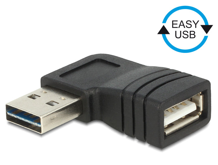 DeLOCK 65522 Adapter USB-A Buchse zu USB-A Stecker – USB 2.0 (480 Mbit/s), gewinkelt, vergoldete Kontakte