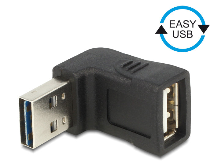 DeLOCK USB-Adapter USB-A auf USB-A – USB 2.0 (480 Mbit/s) – Abgewinkelt, vergoldete Kontakte – Schwarz