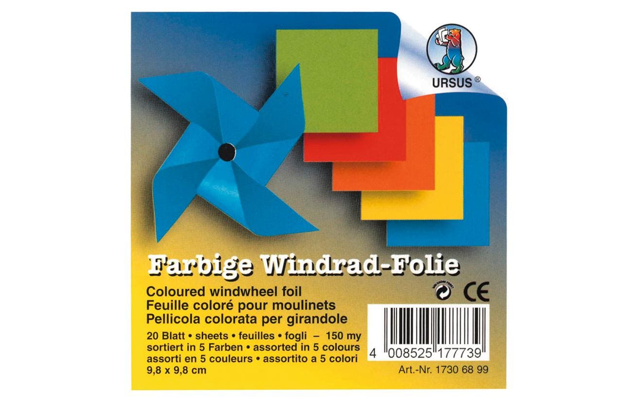 URSUS Origamipapier – 98 × 98 mm, mehrfarbig, 150 g/m² – 20 Blatt, Bastelpapier