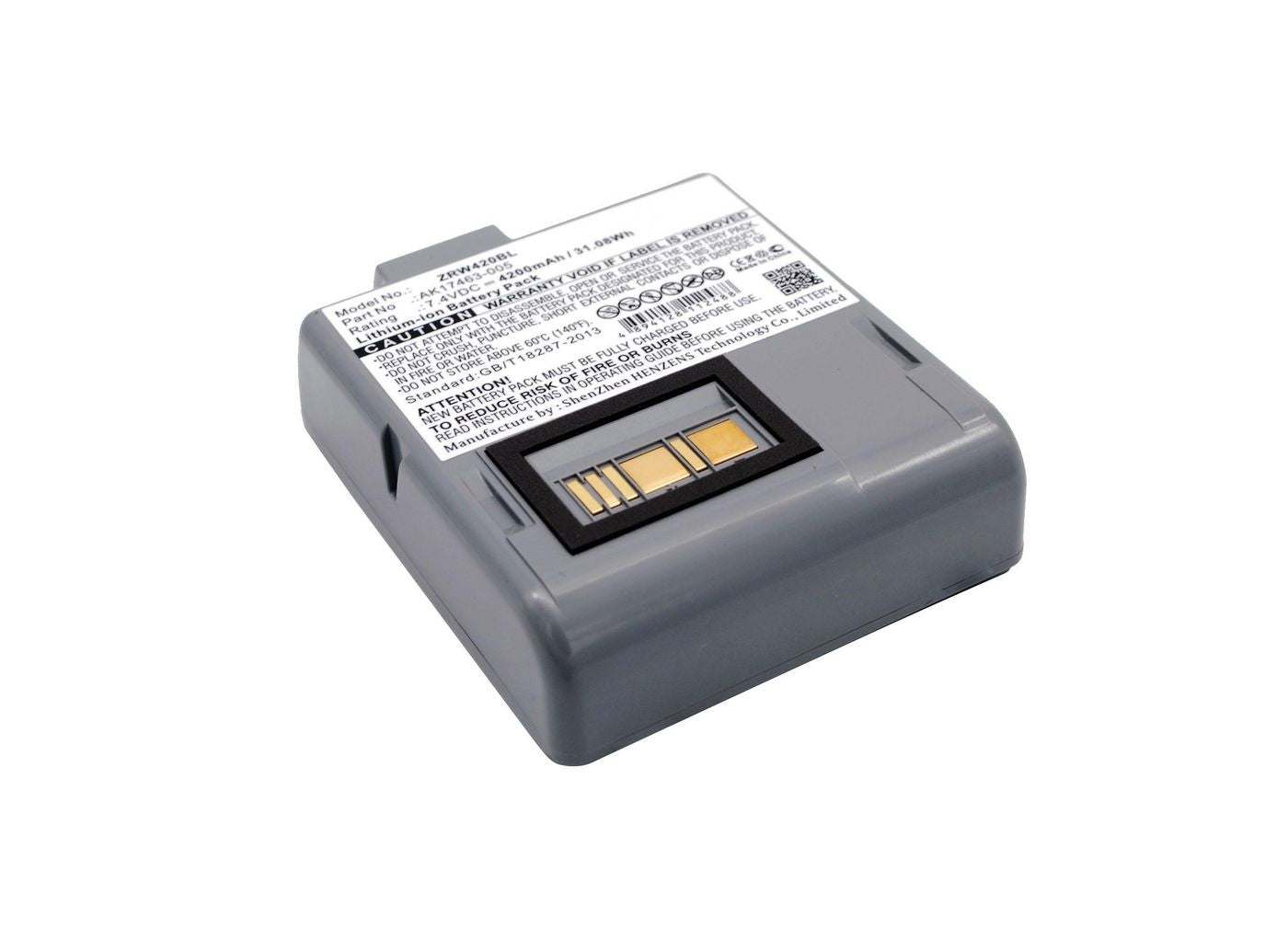 CoreParts Akkubasis AK17463-005, 7,4 V, 31,08 Wh, 4200 mAh – für Zebra-Drucker, Schwarz